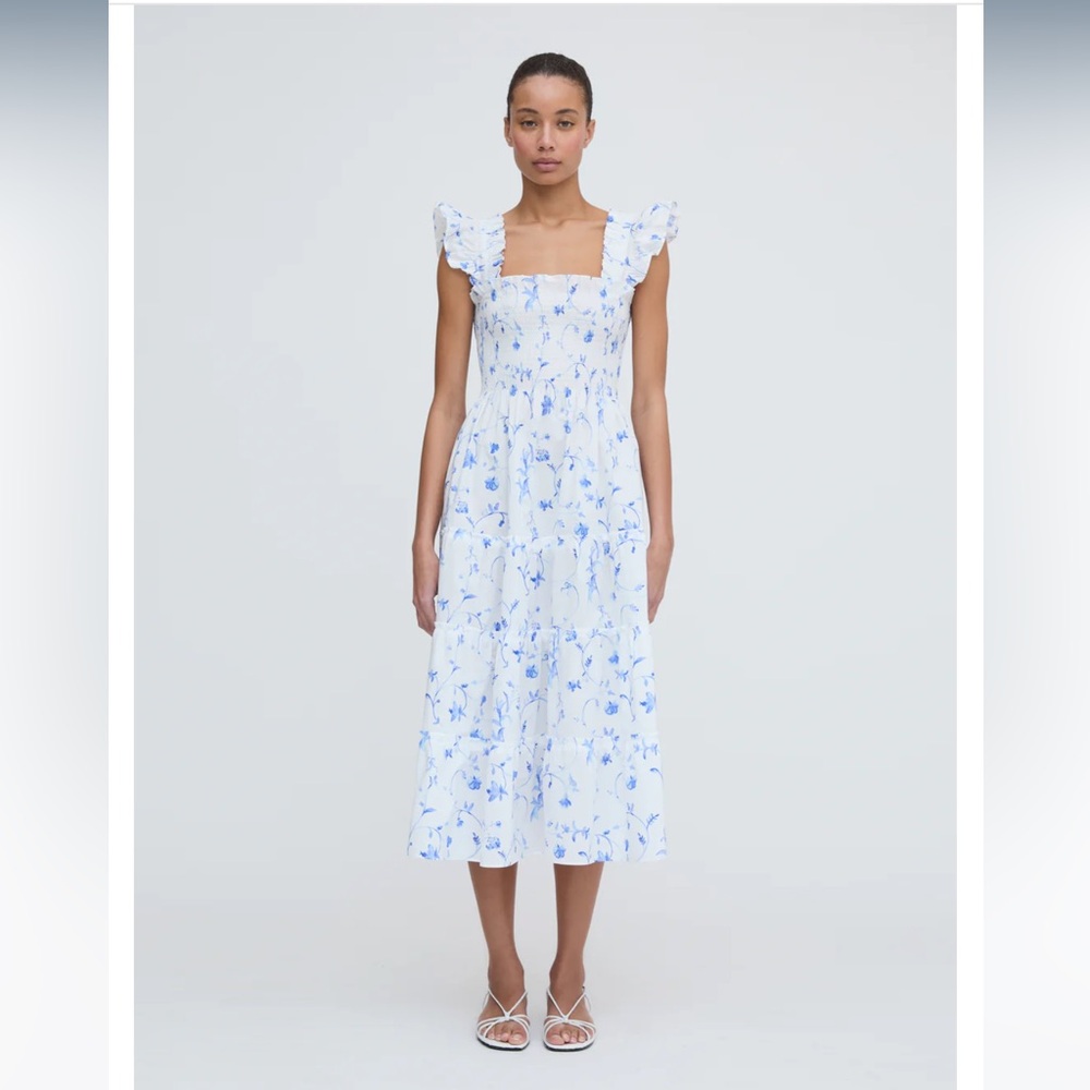 Hill House Blue Botanical Floral Midi Ellie Nap Dress